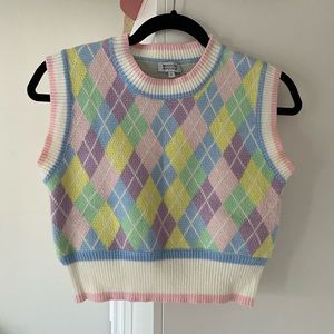 Beginning boutique cropped eagle pastel sweater vest